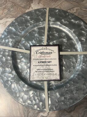 Cooperstown Craftsman Galvanized Charger Plate - Silver (Set of 4)
